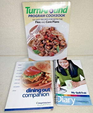 3 Books Weight Watchers My Quik Trak Diary Turnaround Cookbook Dining Out Pts